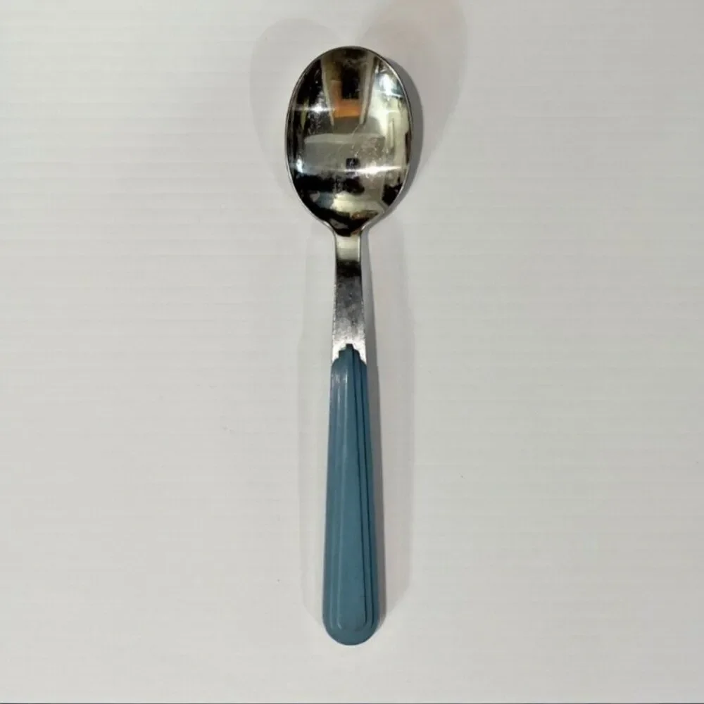 6 Pieces Vintage Blue Jazz Korea Stainless Steel Flatware Spoons Knife